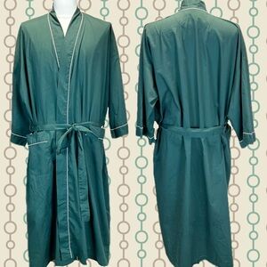 VINTAGE Towncraft forest green mens robe cotton wrap long loungewear leisure 90s